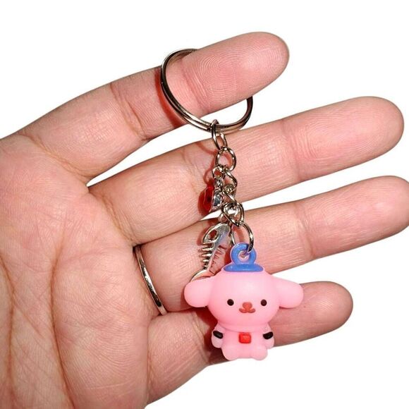 Sanrio Kawaii Pink Pompompurin Character keychain - Picture 3 of 4